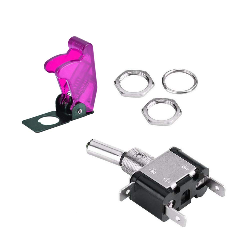Lot De 5 Interrupteurs Bascule LED Violet 20A 12V SPST ON/OFF Avec Couvercle – Pour Voiture, Moto, Camion, Bateau