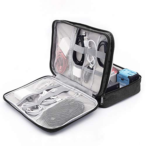 Ruyosn Kabel Organizer Tasche Kabel Wasserdicht Kabeltasche Groß Festplattentasche Elektronische Tasche Doppelschicht Elektro Organizer Cable Bag Elektronik Zubehör Organisator Schwarz