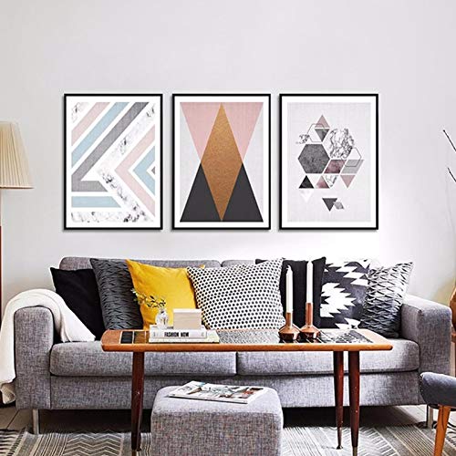 Poster minimaliste géométrique triptyque grand format pour décoration murale salon