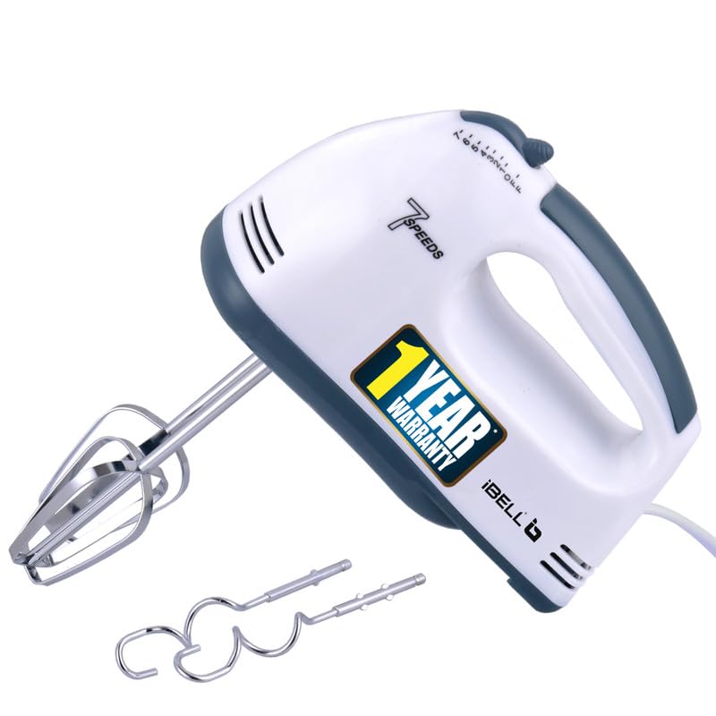 iBELL WHITES03 Electric Hand Mixer, Blender, Beater and Cream Maker with 7 Speed Control, 2 Dough Hooks and 2 Beaters(White) (B08KSZJHZR) Amazon Price History, Amazon Price Tracker