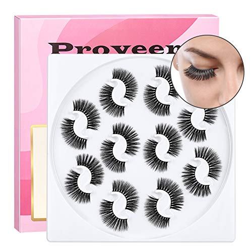 Proyeeri 10 Pairs Fluffy False Eyelashes , 3D Lashes Pack natural Fake Eyelashes Soft reusable