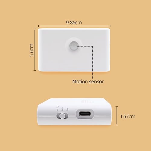 Miniatura 5 de DAMI Luz nocturna con detector de movimiento, luz nocturna LED para niños, recargable, funciona con pilas, 3 modos, luz de armario de 2700 K para