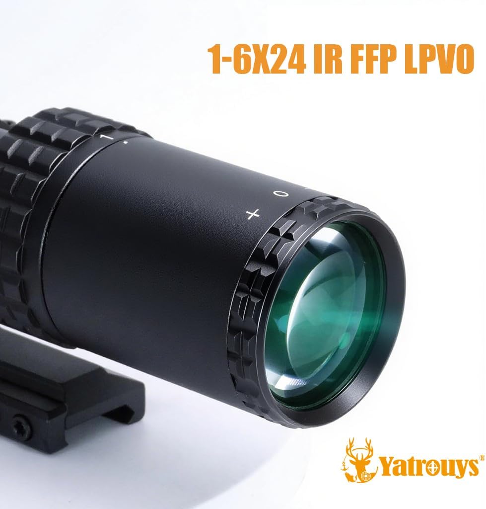 1-6x24 IR FFP LPVO Riflescope 30 mm Tube First Focal Plane Illuminated 1/2 MOA Compact Optics Rifle Scope for Shooting and Hunting