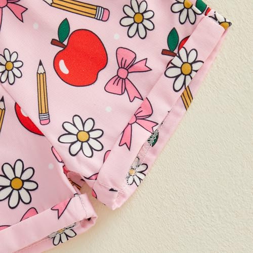 Image of Ayalinggo Toddler Baby Girl Sunflower Print Overalls Shorts with Pocket Suspender Trousers Cute Summer Clothing Outfit