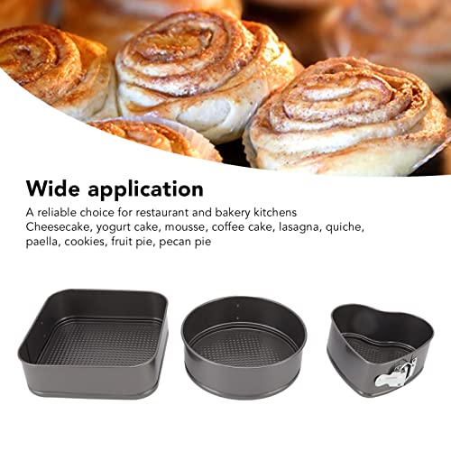 Springform Cake Pan Set,3Pcs Cheesecake Pans Round Cake Molds Springform Pan Set Round Heart Square Shape Easy Release Double Coating Springform Pan Set for Kitchen(20/22/24cm)