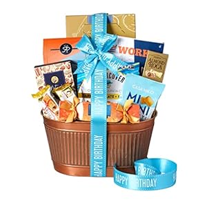 Broadway Basketeers Happy Birthday Gift Basket of Gourmet Sweets & Snacks Share the Joy with Jam Packed Birthday Gift Basket Perfect for Mom, Dad, Family Friends, and Business Associates