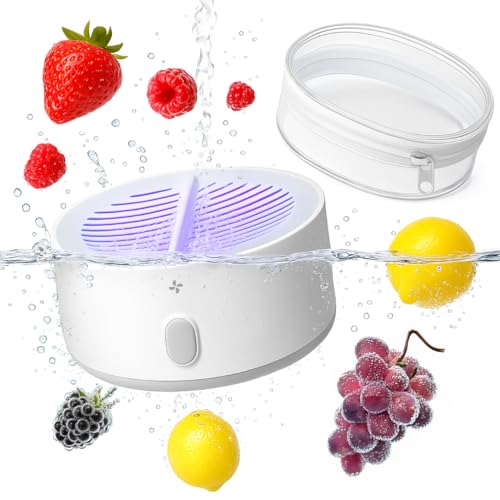 AquaPure Fruit and Vegetable Cleaner Waterproof Produce Washer with Electrolysis Function Portable Fruit and Vegetable Washing Machine for Fruits Veggies and Leafy Greens White