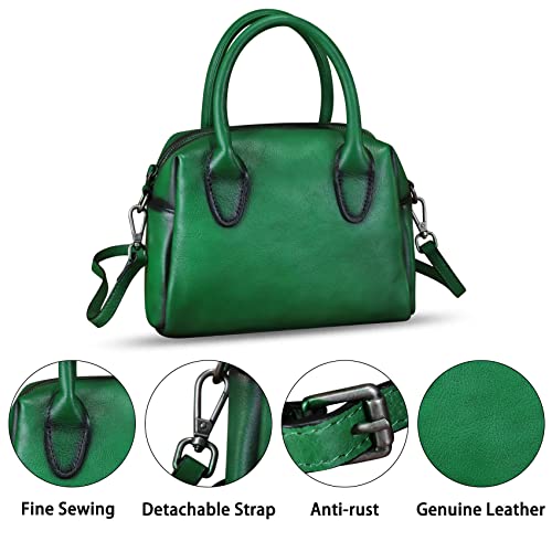 Image of Genuine Leather Handbag for Women Leather Top Handle Purse Retro Handmade Satchel Vintage Crossbody Hobo Bag