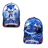 BESTZY Sonic Kinder Baseball Cap, 2 Stücke Blau Sonic Sommer Baseball Cap, Stickerei Schirmmütze Karikatur Thema Verstellbar Sport Kappe für Kinder Geburtstag Geschenk Schule Sport