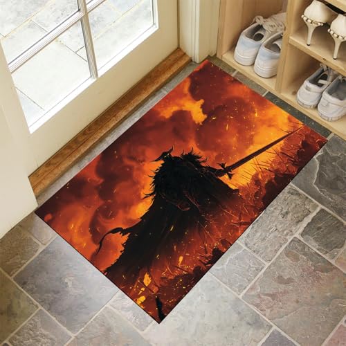 Tapis entrée intérieur 50x80cm antidérapant style anime orange - 4