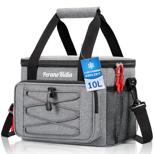PeranoRidia Bolsa Termica Porta Alimentos 10L, Bolsa Comida Trabajo Hombres Mujeres, Bolso Nevera Pequeña Bolsa Isotermica, Lunch Bag Bolsa Almuerzo Nevera Portatil Tela para Oficina Viaje Picnic Gris