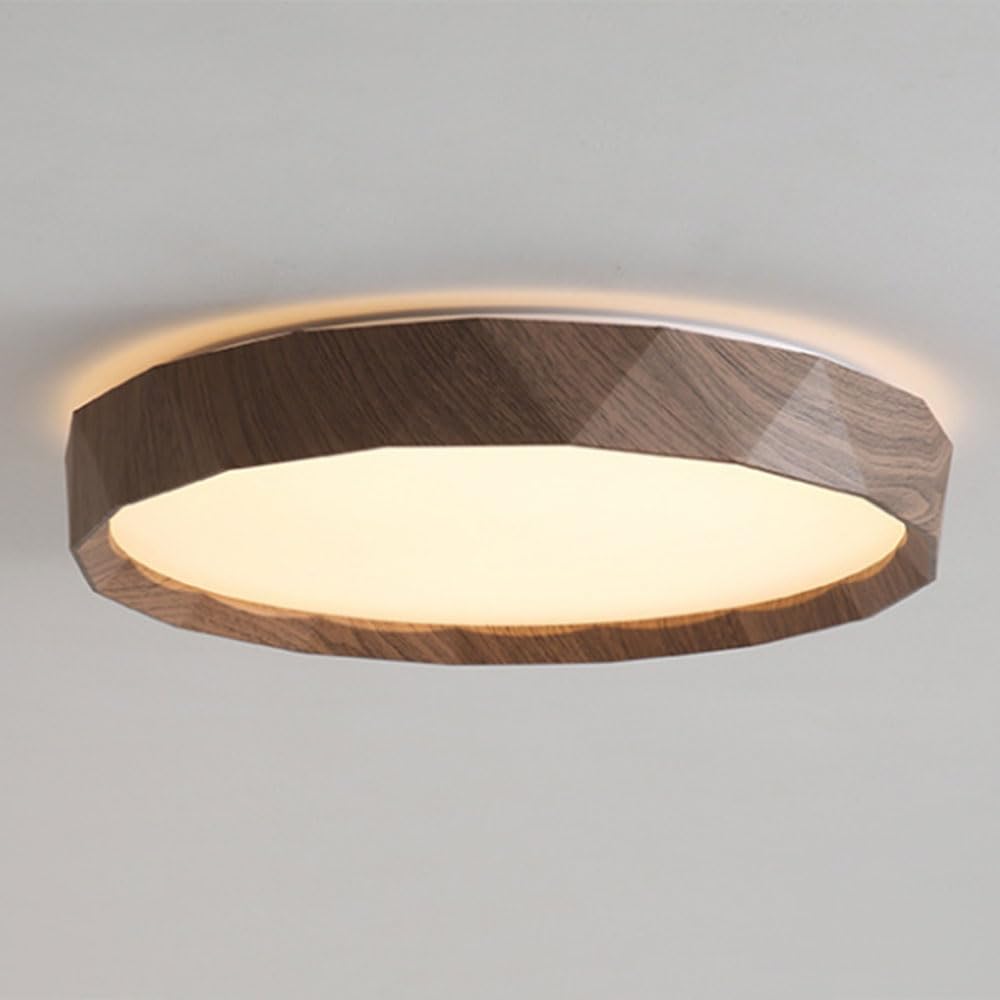 JXYDJH Vintage Wood Grain Ceiling Lamp 36W Minimalist LED Ceiling Light for Bedroom Flush Mount Lighting Hardwired Walnut Wood Grain Low Profile LED Ceiling Light Fixture for Bedroom Closet Hallway
