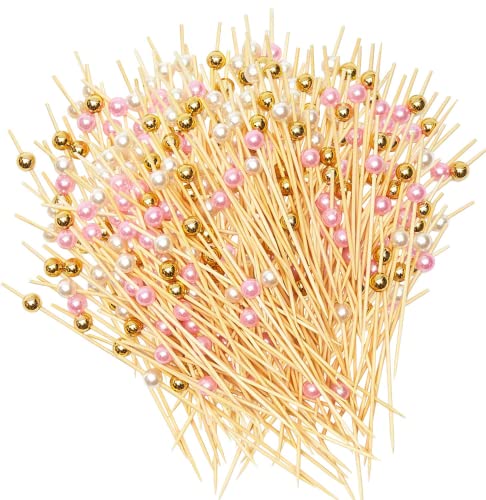 300 Palitos de Cóctel, BetterJonny Palillos Para CóCteles Brochetas de CóCtel Púas de Cócteles Palillos Cóctel Madera Cóctel Bambú Frutas Palos de Cóctel Palos de Madera para Frutas Fiesta, 3 Colores