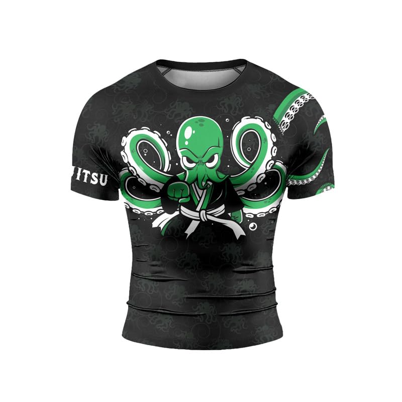 Octopus Men's MMA Short Sleeve Rash Guard – Compression Base Layer Shirt for Jiu Jitsu, Grappling, BJJ2