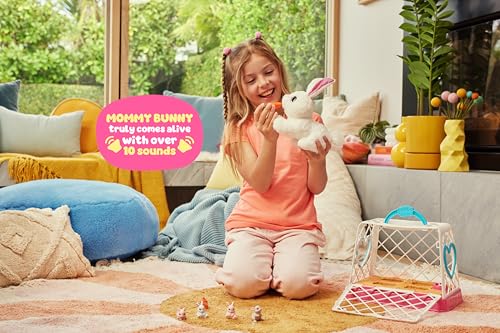 Pets Alive Mommy Bunny Surprise von ZURU, realistischer, elektronischer Plüschhasen-Roboter, Überraschungsspielzeug für Kinder.