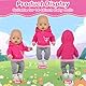 Baby Puppen Kleidung für 14-18 Zoll Babypuppen, 4 Stück Süße 34-45cm Rosenrots Sikahirsch Puppenkleidung, Rosenrots Sikahirsch Hoodie + Graue Hose + Socken + Kleiderbügel, Geschenke für Kinder