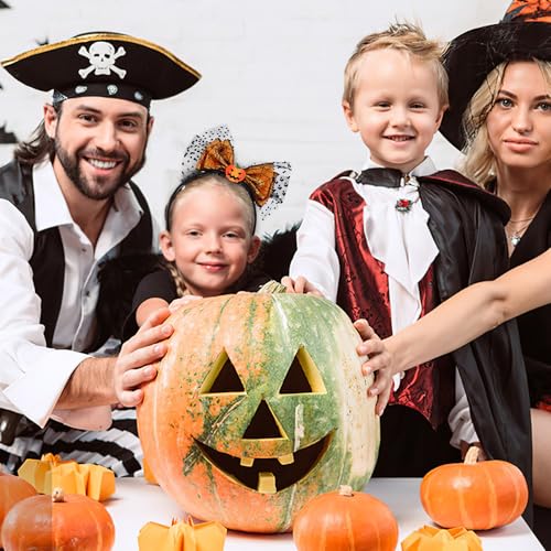 Qianyu Halloween Haarreif Kürbis Stirnband Mädchen Haarband Schleife Kopfschmuck mit Netzdekor Elegante Schädel Kopfbedeckung für Maskerade Halloween Karneval Party Cosplay Kostüm Erwachsene(Orange)