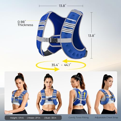 Image of PACEARTH Weighted Vest,6lb /8lb /10lb /12lb /16lb /20lb /25lb /30lb Weight Vest with Reflective Stripe, Body Weight Vests for Women, Men, Weight Loss Workout, Strength Training, Running, Walking, Jogging
