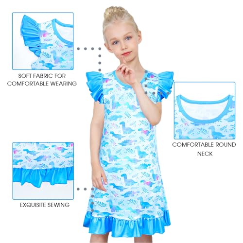 Image of Sylfairy 2pcs Girls Nightgowns, Unicorn Nightgown Princess Pajama Dresses for Girls Sleepwear Nightie