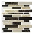 LONGKING 10-Sheet Brown Peel and Stick Backsplash Tile for Kitchen, Vinyl Stick on Tile Stickers for Wall, Kitchen, Bathroom, Counter Top