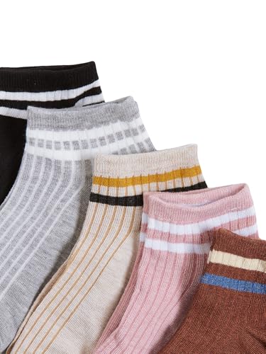 OYOANGLE Women's 10 Pairs Vintage Striped Ankle Socks Athletic Sport Casual Crew Socks4