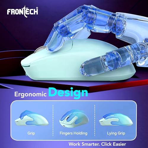 Image of FRONTECH MS-0058G Dual Mode Wireless Mouse | 2.4GHz | 1600 DPI | Bluetooth 5.0 | Ergonomic 4-Button Optical Mouse | Windows, Mac, Android Devices | Sky