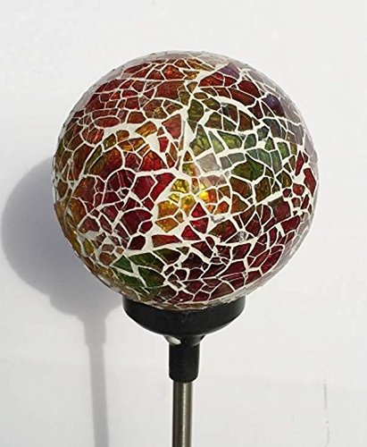 Colorful Ball Solar Lights (#Whitem005Y), Solar Power Multi-color Color Changing LED Mosaic Crackle Glass Ball Decorative Garden Yard Light Stake Lamp