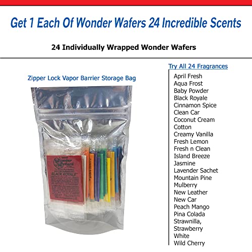 Wonder Wafers Car Air Freshener, Sample Pack, Resealable Vapor Barrier Bag, Includes All 24 Scents (24 Pack) - Thumbnail 3