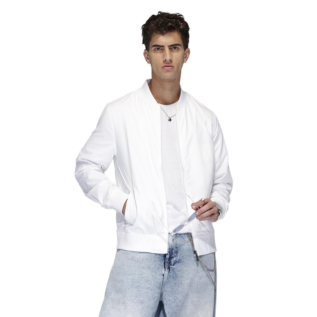 wrogn Men's Bomber Jacket | Clean Minimal Design | Slim Fit-picture-49