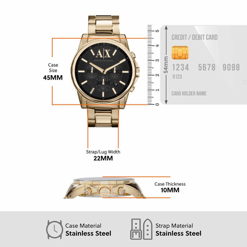 Armani Exchange Orologio da uomo, Movimento cronografico al quarzo e cassa da 45 mm con cinturino in acciaio