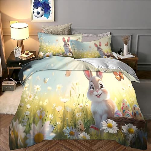 Housse de couette lapin de Pâques 3D microfibre résistante avec fermeture - 6