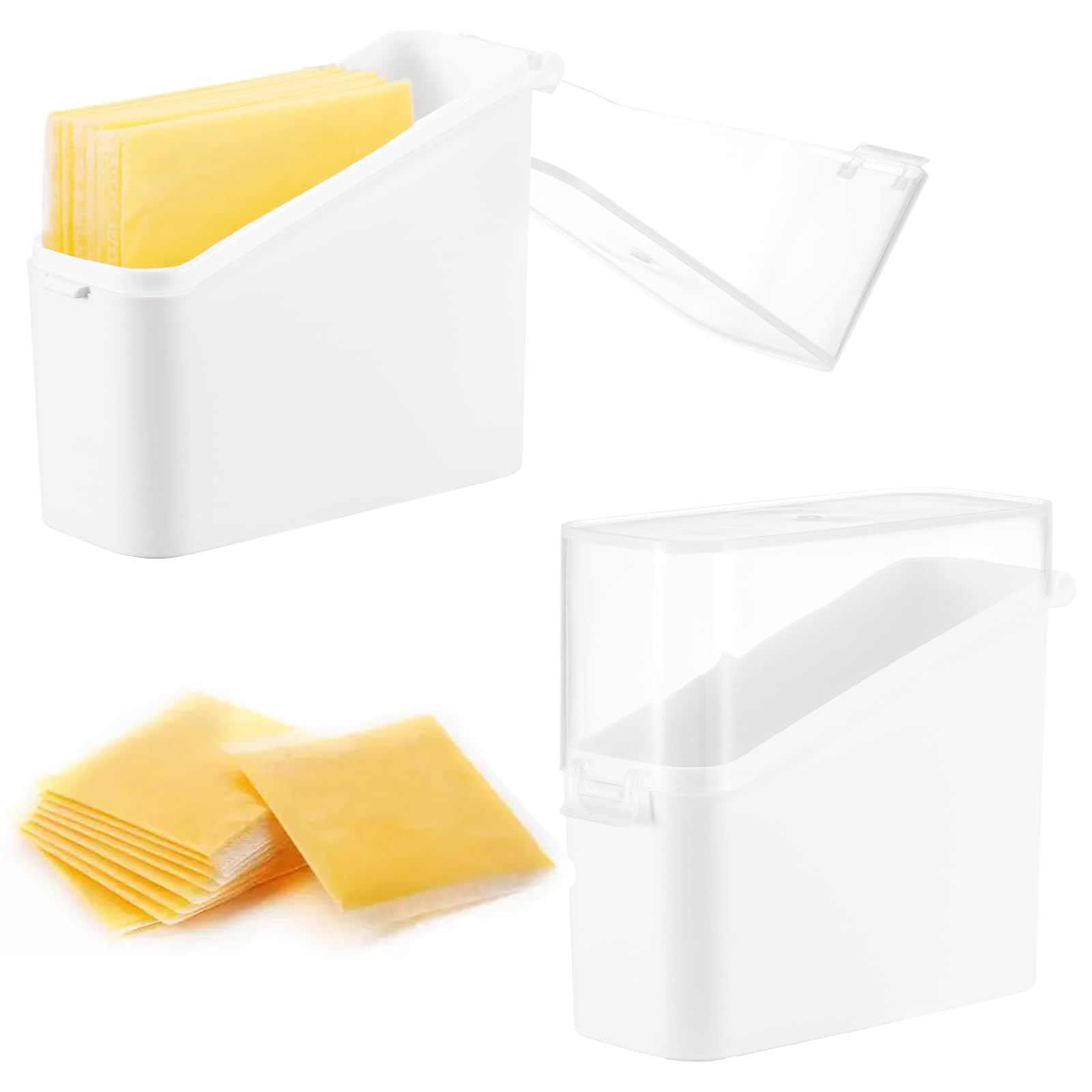 PARBEE Sliced Cheese Container for Fridge, 2 Pack Airtight Clear Slice Holder to Keep Cheese Fresh Longer
