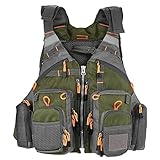 Gilet de Sauvetage de pêche en Plein air, Gilet Multi-Poches, Veste sécurité Taille réglable pour Hommes et Femmes