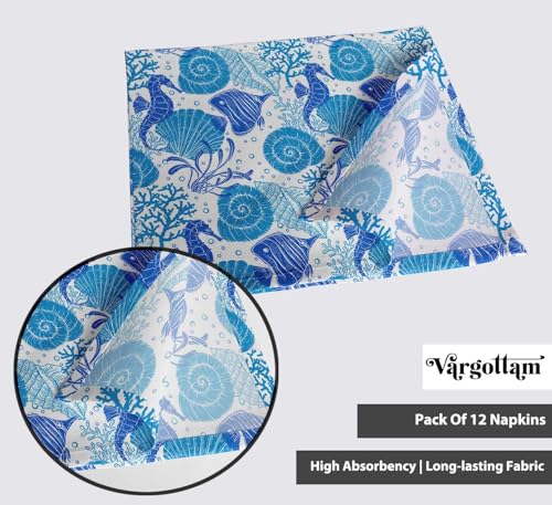 Servilletas de Tela Azul y Blanca de Algodón 20x20 Pulgadas Pack 12 miniatura 3