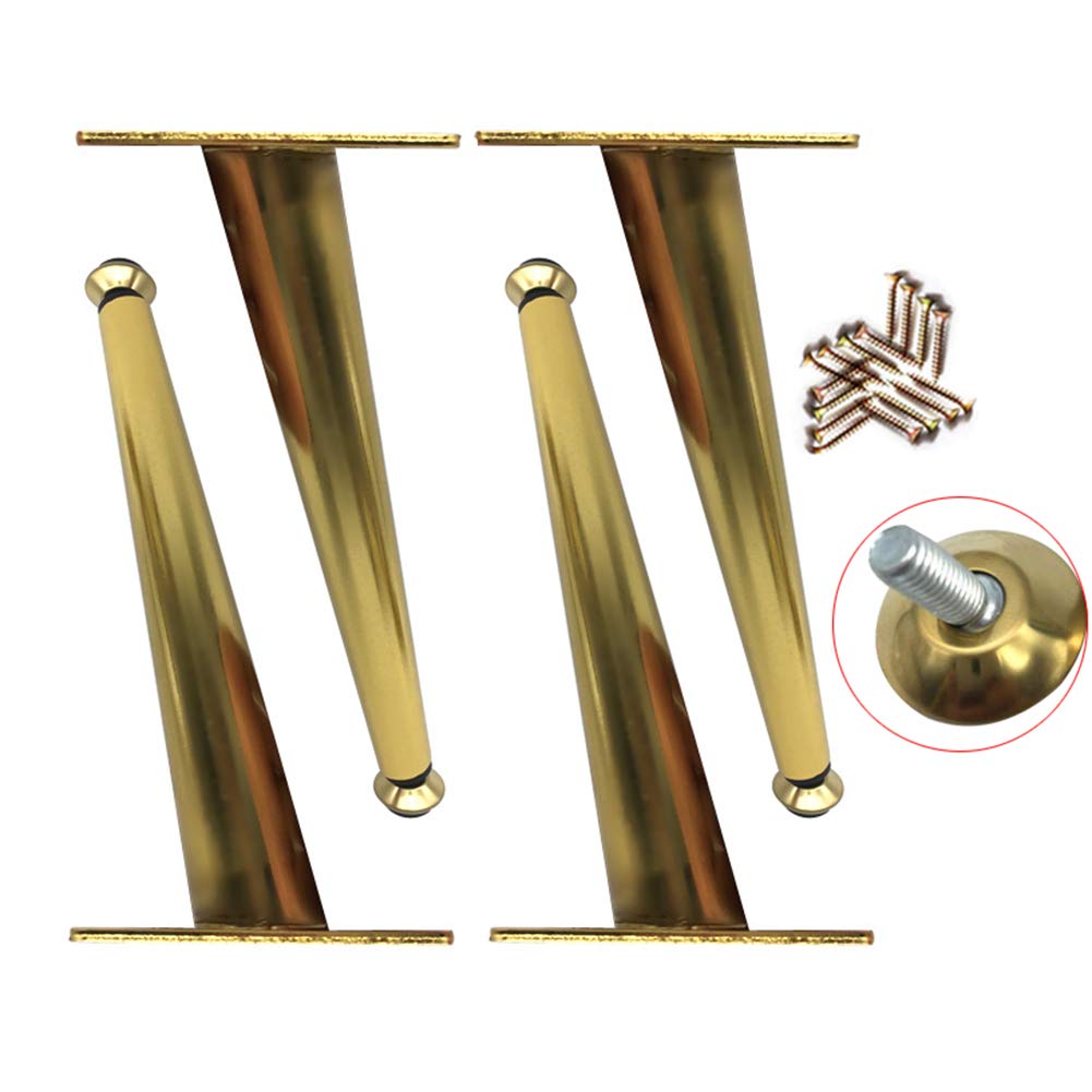Piedini per mobili in Metallo Regolabili - Gambe per mobili Conici obliqui - Gambe di Ricambio per divani - Gambe di Supporto per tavolini - Oro Nordico, 4 Pezzi