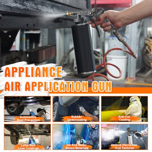 Image of Air Undercoating Spray Gun Set, Use for Truck Bed Liner Coating, Rubberized Undercoat, Anti-Rust Spray Painting, with Adjustable Nozzles, Pressure Regulators - For cans with a caliber diameter of 42mm