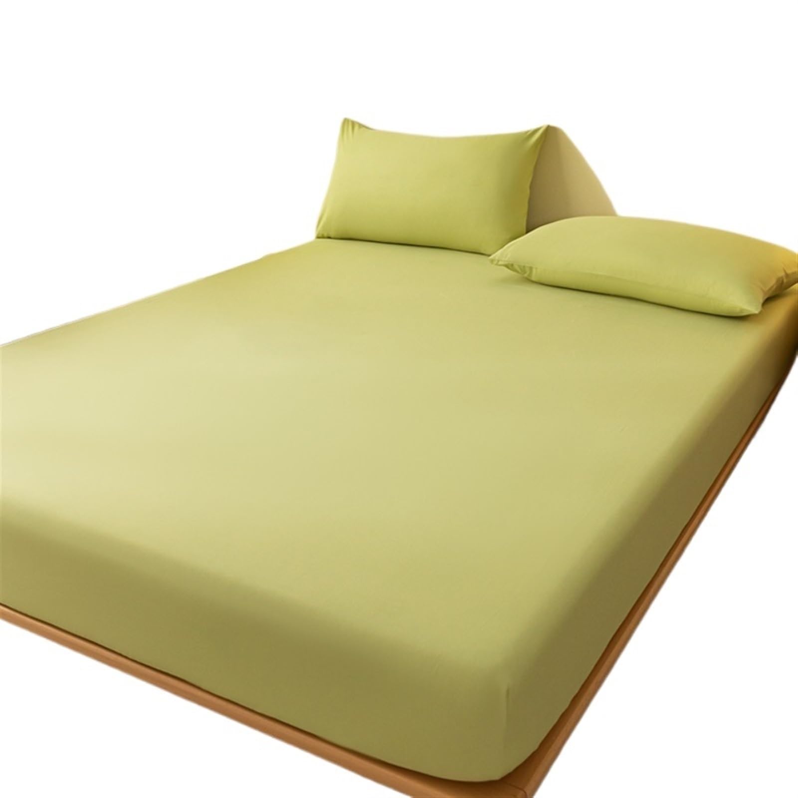 Drap housse vert herbe 90x200cm en coton uni pour lit une place