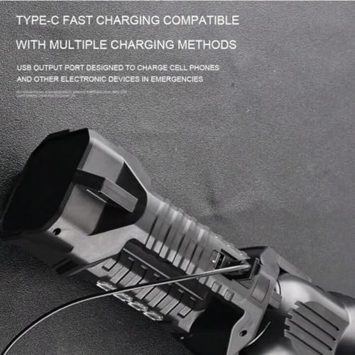 Image of Glaceon Rechargeable Spotlight Flashlight, High Lumens Handheld Spotlight,LED Searchlight 6 Light Modes Foldable Tripod for During Hurricane,Emergency,Outages,Hunting, Hiking, Camping (GC-09)