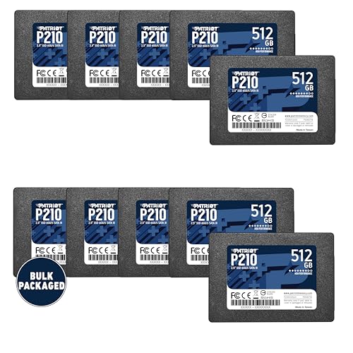Patriot P210 SATA 3 512GB SSD 2.5 Inch Internal Solid State Drive Bulk Packaged 10 Pack - P210S512G2510B