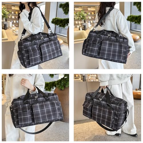 Image of Small Gym Bag for Women, Travel Duffle Bag Carry On Weekender Bag with Shoe Compartment