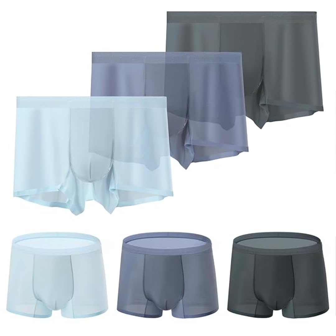 deriko Men's Boxer Briefs 3-Pack – Ice Silk Viscose Comfortable Underwear Trunks – Cool, Breathable, Seamless Men’s Underwear for Everyday Wear Multicolour-picture-18