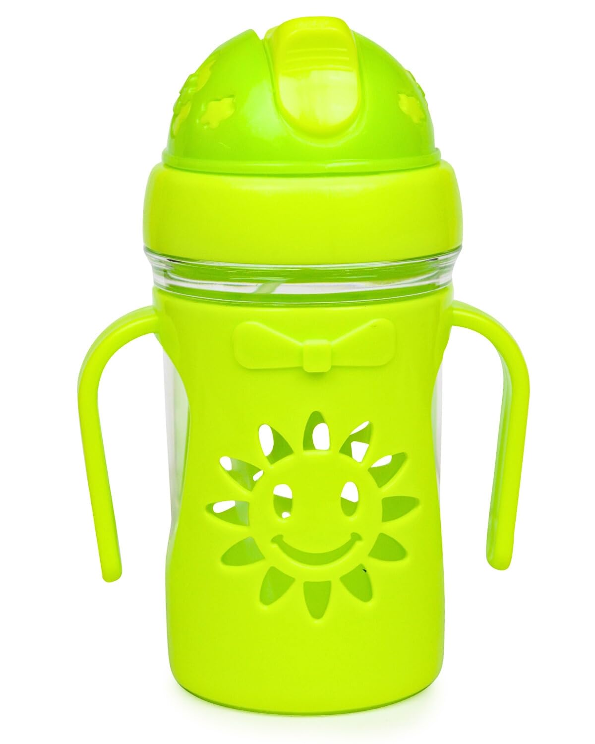 Neska Moda Twin Handle with Silicon Straw Drinking Sippy Cup/Sipper for Toddler/Kids-250 Ml (Green)-BC91-image-22