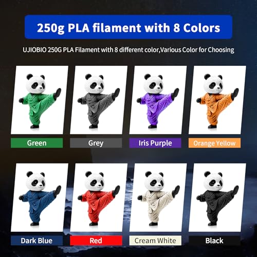 Image of 8 Color Bundle Elite PLA+ 3D Printer Filament, Multicolor PLA+ 1.75mm, Individually Vacuum Packed, 0.25kg Spool, 8 Pack (Black+Cream White+Grey+Orange Yellow+Red+Dark Blue+Green+Iris Purple)