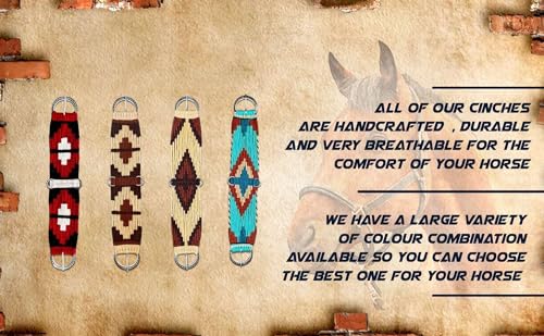 Cheval's Horse Western Mohair Wool Cinch Stainless Steel Buckles Durable and Breathable Equestrian Gear Saddle Cinch Ideal for Trail Riding Barrel Racing (Multi) - Image 4