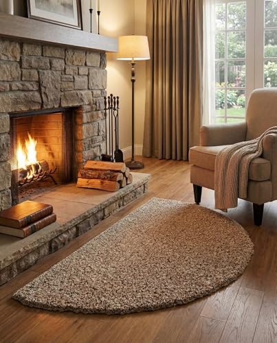 Rugs.com - Solid Shag Rug – 2' 7 x 4' 1 Hearth Taupe Shag Rug – Plush Hearth Mat for Fireplaces, Nurseries, and Entryways
