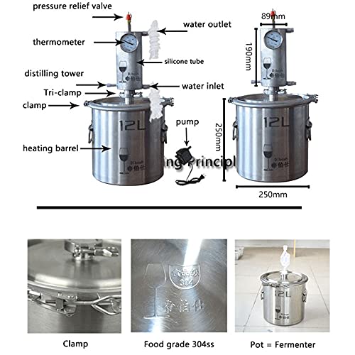 Home Distillery Alcohol Brewing Moonshine Alcohol Distiller Red copper core Distiller Kit Vodka Making Machine (20L)