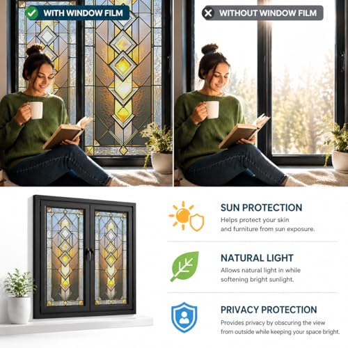 Película decorativa para ventana de privacidad, 17.5 x 39.4 pulgadas miniatura 4