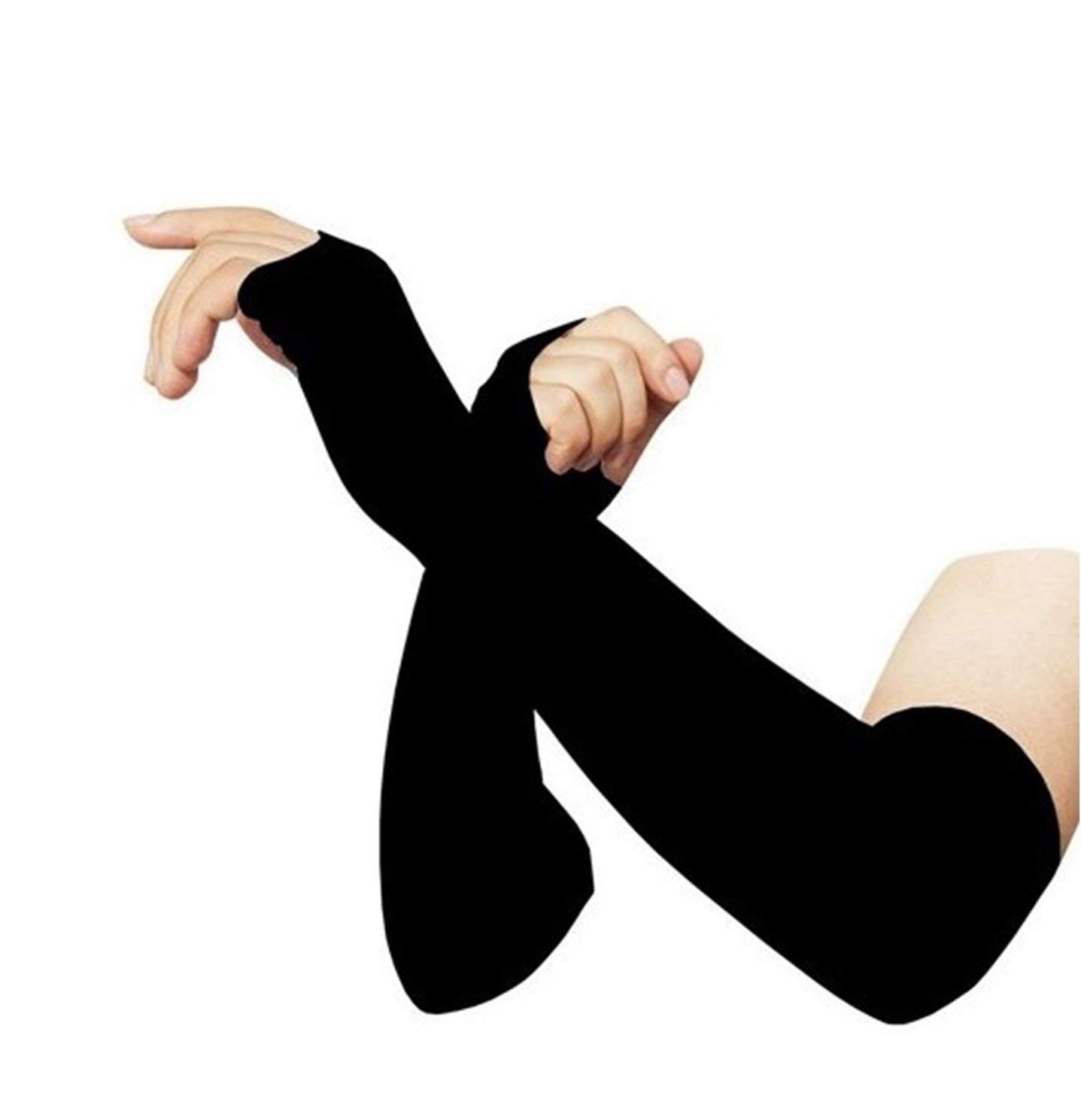 QUEERY Men's Sports Arm Sleeves (Black, Pack of 1 Pair)