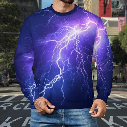 Lightning Thunder Storm Men's Soft T-Shirt Lightweight Long Sleeve Casual Stylish Pullover Shirt2