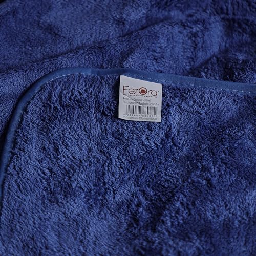Image of Fezora Microfiber Towel for Bath-Soft Coral Fleece Towel with Extra Soft & Quick Dry Large Size Towels Hook Super Absorbent-Bath Towel for Men and Women-70 x 140 cm (Dark Blue)